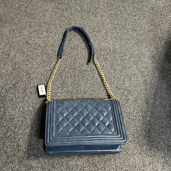 Bebe Willow shoulder bag dazzling blue with gold accents 11L x 7 1/2H x 3 1/2W - Picture 2 of 2
